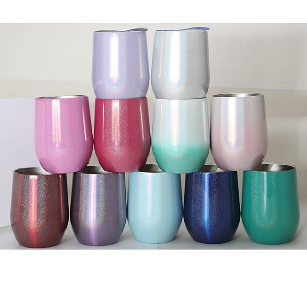 

12oz wine tumbler stainless steel wine glasses egg cups colourful stemless wine glasses with lid vacuum egg shape fy4318