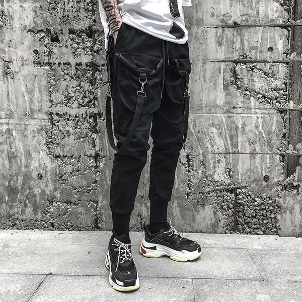 

new arrival skinny stylish self-assertion ribbon black men's jogger pencil pants hip hop autumn male casual full length trousers1