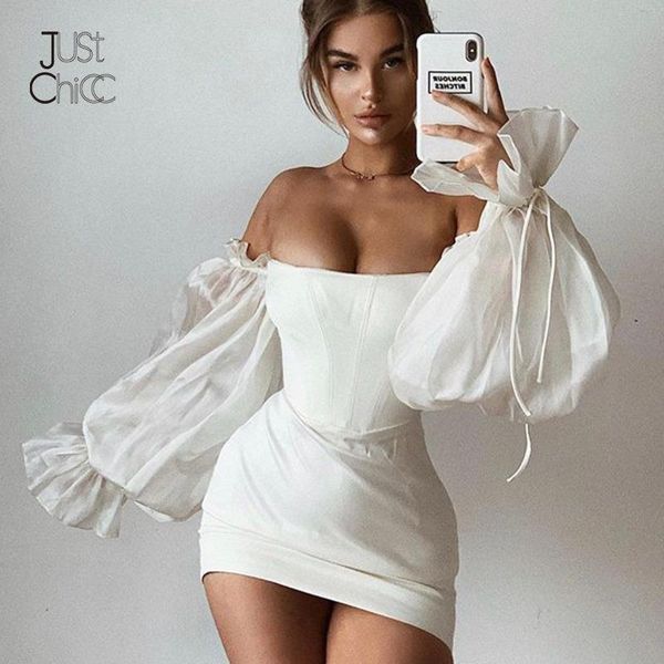 

justchicc chiffon long drawstring женские мини-платья ruffles white с плеча осень осень элегантный bodycon сексуальная молния, Black;gray