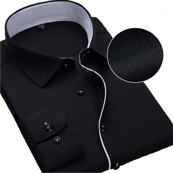 

wholesale- plus size dress shirt men 8xl 7xl 6xl high cotton long sleeve easy care slim fit solid office shirt for men chemise homme 20171, White;black