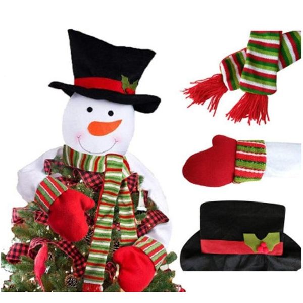 

1 set christmas tree snowman decoration non-woven warm embracing tree shaped ornament for christmas new year decor