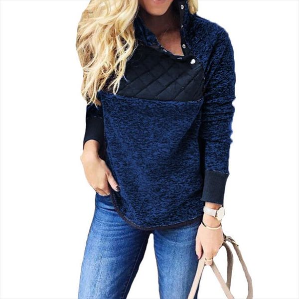 

рубашки толстовки лоскутная водолазка с длинным рукавом зимы осени теплый флис плюшевый hoody женщины вскользь свитеры кнопки gv011, Black