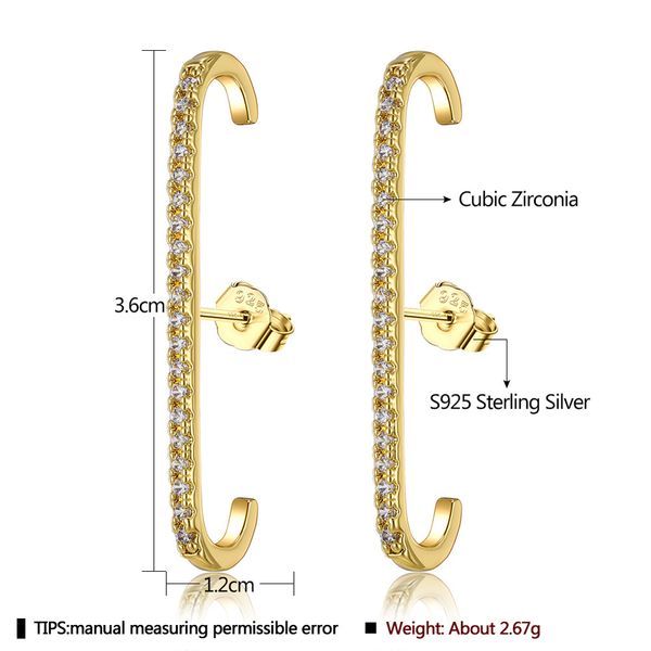 

2021 new ear buckle women european and american fashion copper single row crystal zircon earrings geometric earrings ake262, Golden
