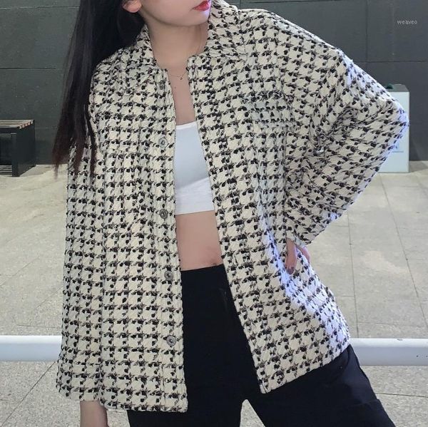 

tweed coat women's design new loose casual 509 fall / winter 2020 12081, Black;brown