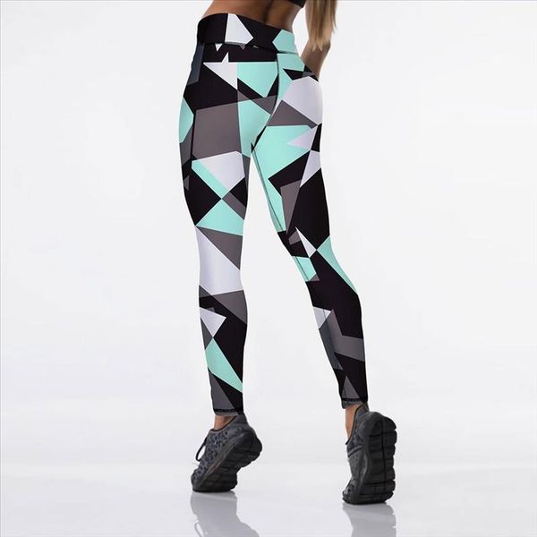 

new polygonal rhombus punk women leggings casual compression fitness ladies workout high waist long leggings trousers, Black