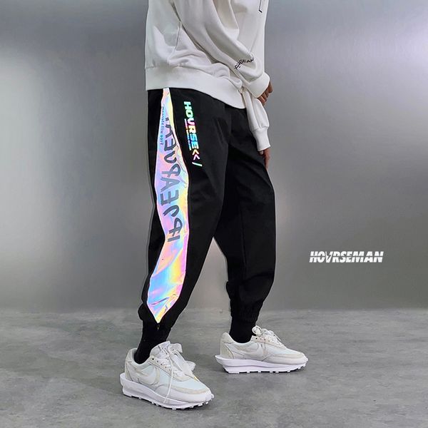 

2021 new new hip-hop jogger reflexive multi-pocket ribbon sports streetwear male casual pants 39gd, Black;brown