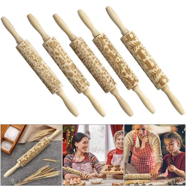 

fengrise elk wooden rolling pin merry decor for home 2020 christmas ornament xmas navidad noel new year 2021