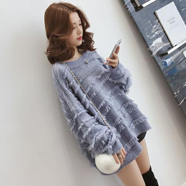 

autumn and winter new net red medium knitted bottoming long sleeve solid color sweater female student design wool t-shirt