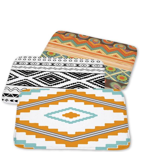 

vintage geometry modern anti-slip line lattice printing decoration doormat outdoor kitchen home bathroom soft 40*60cm mat rug