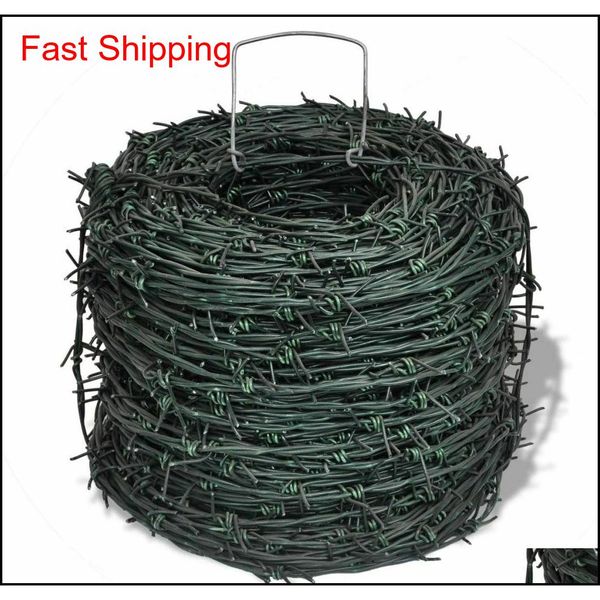 

vidaxl barbed wire 328' green iron barbwire garden patio fencing wires fence u4sx3
