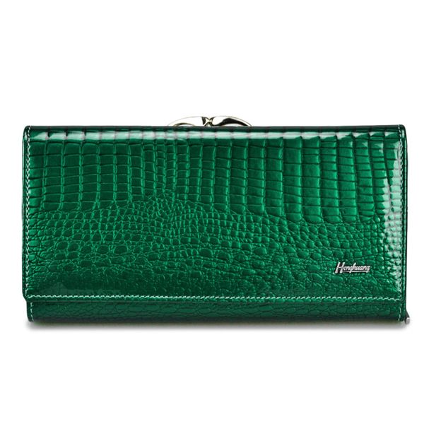 

2020 hh genuine leather women's wallet alligator long hasp zipper wallet ladies clutch bag purse new female luxury coin purses c0202, Red;black