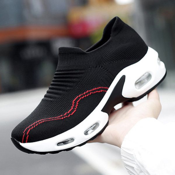 

2021 new sneakers spring plus size women breathable mesh slip on solid walking lightweight sports casual vulcanized shoes ax18, Black