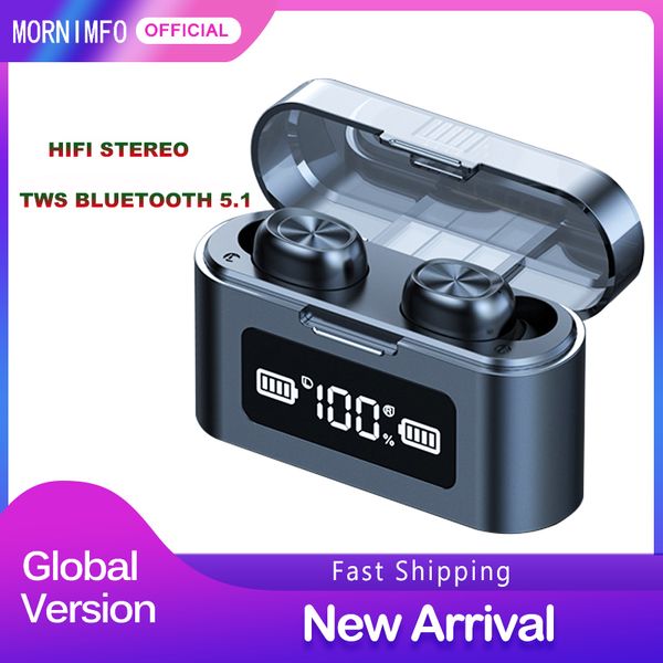 

wireless earphones sports bluetooth 5.1 earphones led display 9d hifi stereo fingerprint touch music headphone wireless earbuds