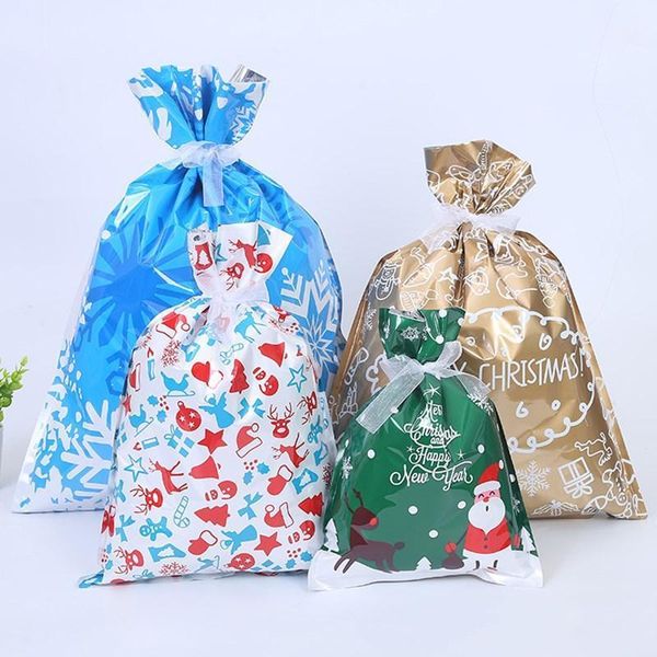 

gift wrap 10/15pcs santa bag candy snowflake crisp drawstring merry christmas decorations for home year presents1