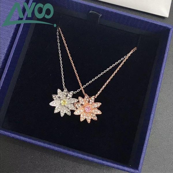 

ayoo swa new 2020 popular sweet flower magic magic sun flower small daisy necklace ladies necklace, Silver