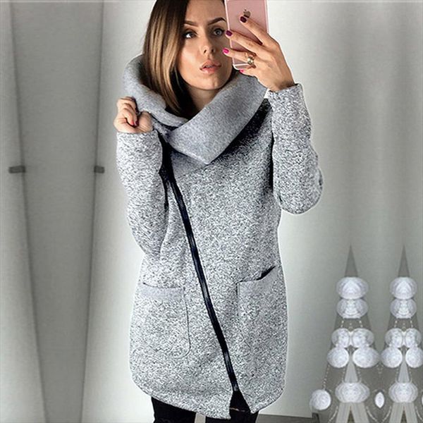 

2020 women spring winter plus size 5xl sudaderas para mujer fleece sweatshirt hoodie long zipper hoodies jacket coat outwear, Black