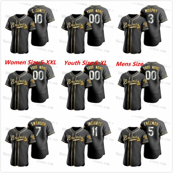 

custom ronald acuna jr. jerseys 2020-21 golden edition jersey black dale murphy freddie an dansby swanson chipper jones albies newcomb, Blue;black