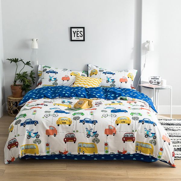 Desenhos animados crianças camas de cama único tamanho gêmeo tamanho para menino criança edredom capa conjunto folha conjunto pillwase bed linen140 * 200 algodão #sw t200706