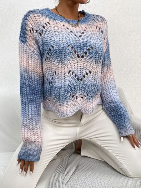 

drop shoulder ombre pattern sweater a6qn#, White