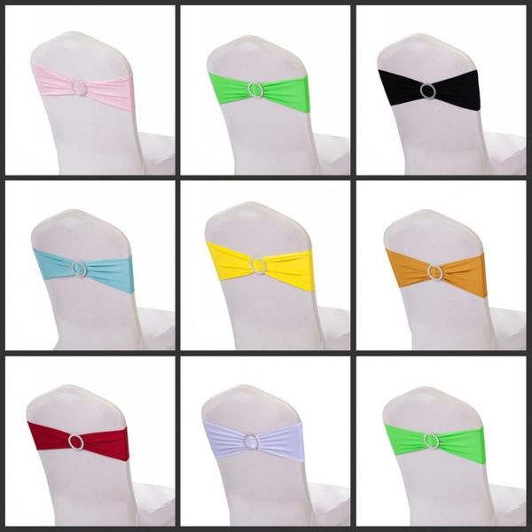 

100 pcs/lot lycra chair sash with buckle elastic chair ties for weddings decor party chairs cover supper ing