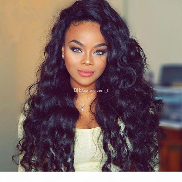 

malaysian human hair silk lace front wig body wave full lace human hair wig with baby hair glueless lace wig for women, Black;brown