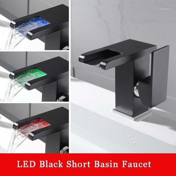 

bathroom sink faucets bakala black/chrome/white led basin faucet watefall taps colors change with temperature mixer brass1