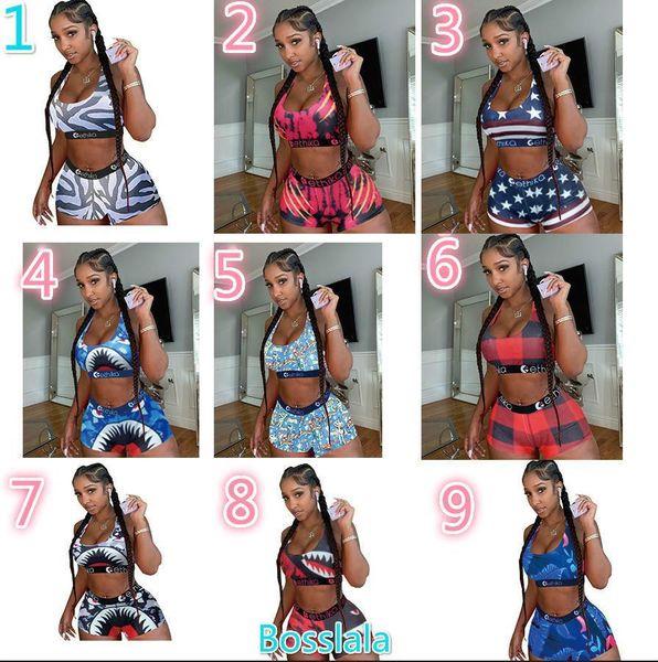 

women ethika designer swimsuit 2 piece bikini set vest tank bra and shorts swimming suit luxury shark swimwear brand beachwear, Black;gray