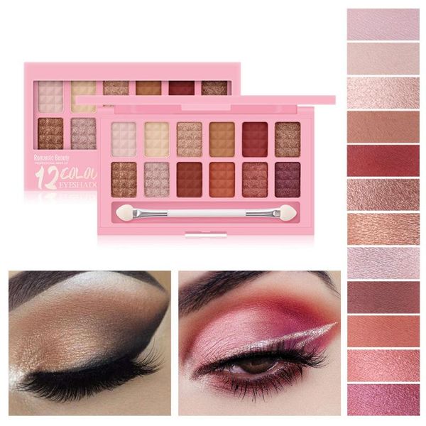 

12 цветов палитра теней долговечны eye shadow дымчатый мульти светоотражающие shimmer блеск матовый прессованная pearls тени для век