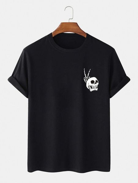 

men gesture & skull print tee z2db#, White;black