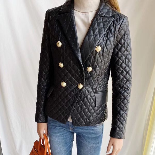 

2020 new korean style haining short sheepskin lambskin plus cotton leather women's suit jacket, Black