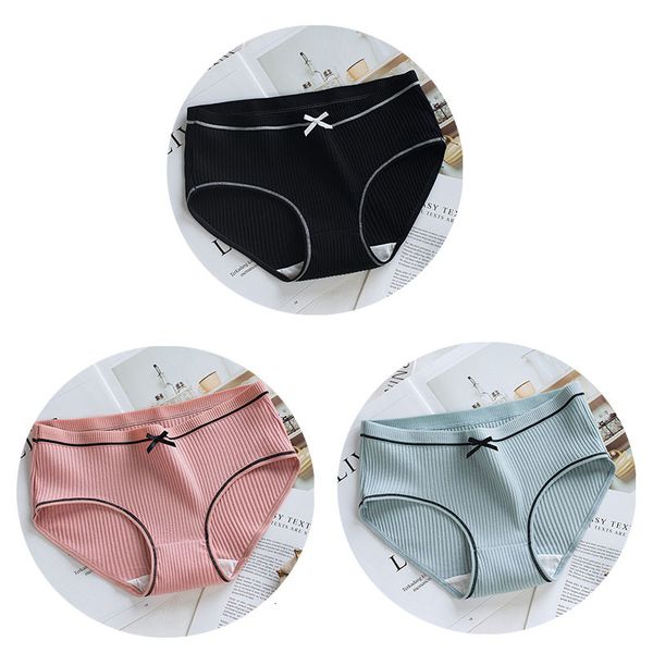 

3pcs/lot women's cotton panties breathable underwear briefs for female cute bow lingeries calcinhas shorts under girl panty, Black;pink