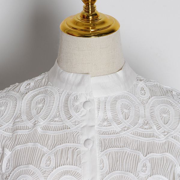 

2020 spring new commuter lace embroidered ruffle dress lace lantern sleeve hollow mini dress for women, White;black