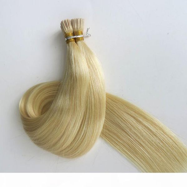 

pre bonded brazilian i tip human hair extensions 100g 100strands 18 20 22 24inch #60 platinum blonde indian hair products, Black
