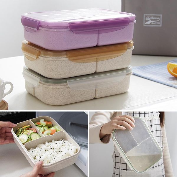 

baispo 1200ml wheat straw food container lunch box children school portable bento box kitchen dinnerware food storage container bbyxib