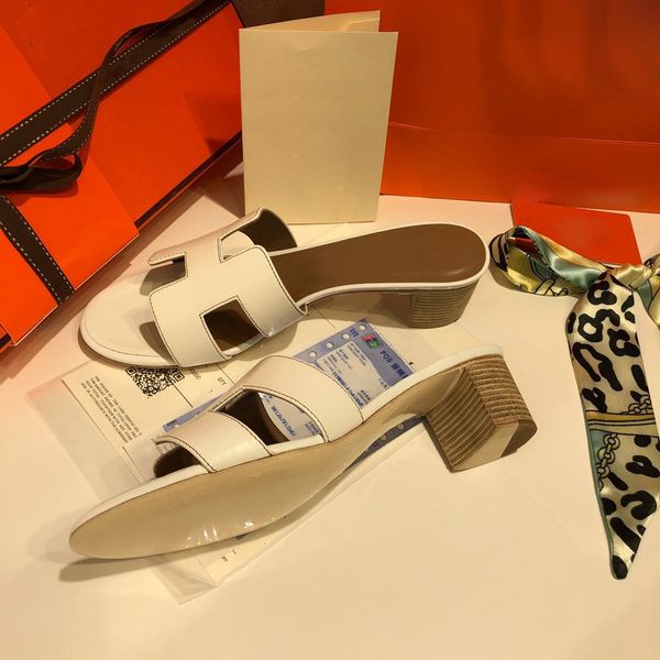 

net red new h slippers women summer high heel medium heel sandals women wear fashionable beach slippers seaside, Black