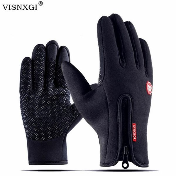 

visnxgi windsrs winter touchscreen ski gloves anti slip windproof thermal warm workout men women zipper full finger, Blue;gray