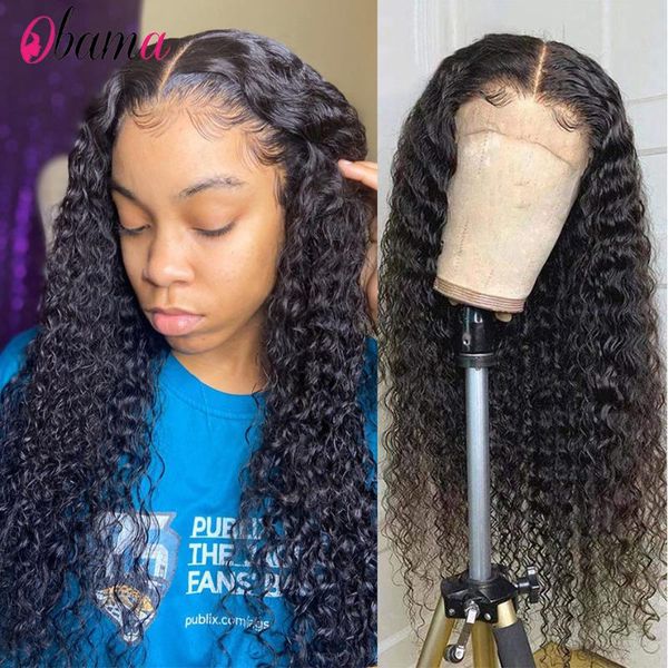 

lace wigs hd transparent front water wave 13x4x1 frontal human hair for women 4x4 closure obama, Black;brown