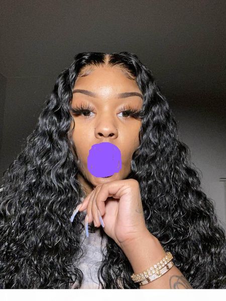 

lace front human hair wigs for black women deep wave 13x6 hd frontal bob wig brazilian 250density long 30 inch natural wig full, Black;brown