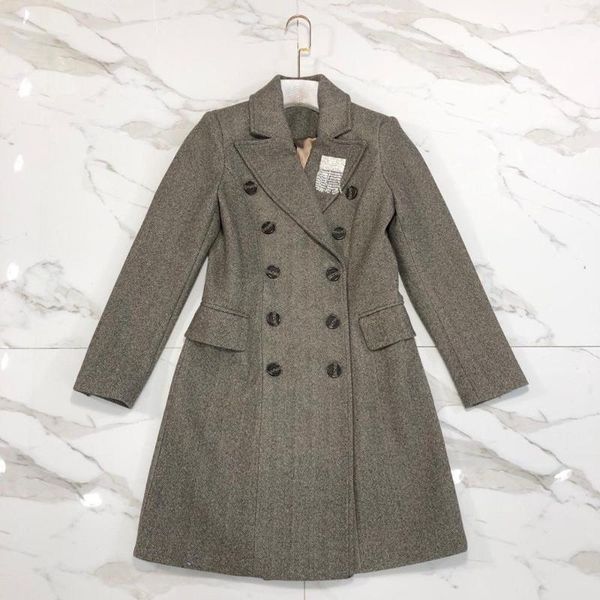 

106371 fashion turn down collar 2020 new gray polyester women coat autumn1, Black