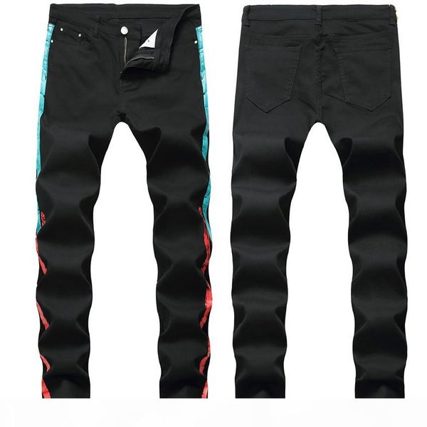 

men distressed ripped jeans fashion motorcycle biker jeans causal denim pants us size 28~42 streetwear style mens jeans js2110, Blue