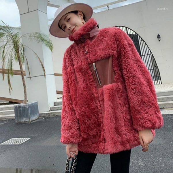 

fur coat female real 100% wool jacket double-faced fur autumn winter coat women clothes 2020 korean vintage manteau femme1, Black