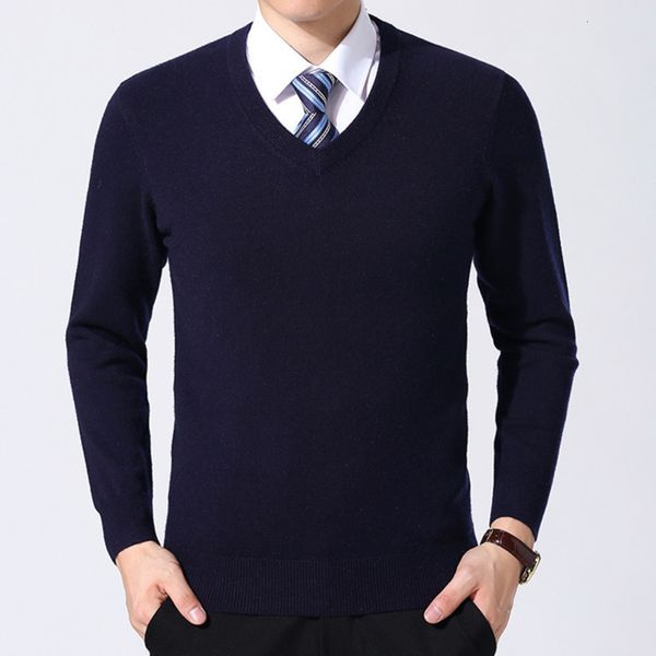 

se8204 autumn/winter middle-aged woolen neck solid color thickened thermal sweater men's knitwear8uy, Black