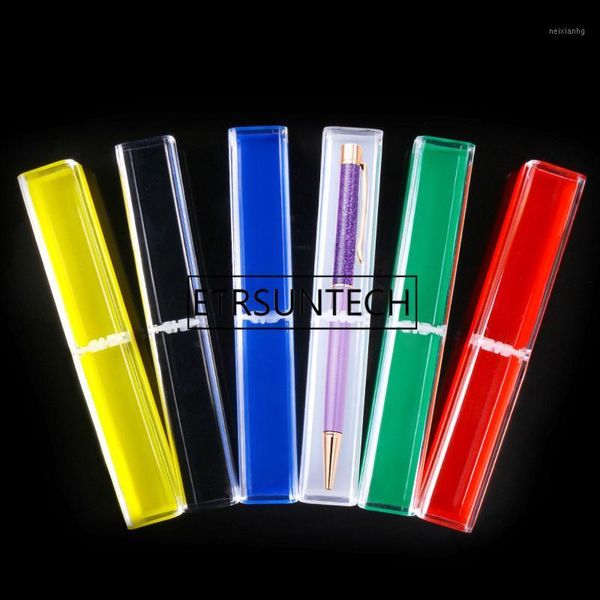 Confezione regalo Astuccio per matite in metallo con scatola per penne in plastica trasparente di cristallo colorato da 500 pz/lotto1