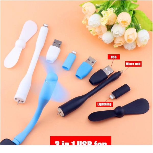 

mini portable 3 in 1 usb fan for iphone7 xiaomi samsung otg android phone multifunction small travel fan lapusb bbyeaa
