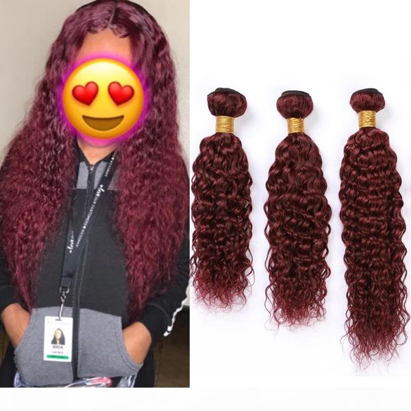 

wine red human hair bundles wet and wavy virgin hair extensions pure 99j burgundy red water wave brazilian human hair weave wefts 10-30&quot, Black;brown