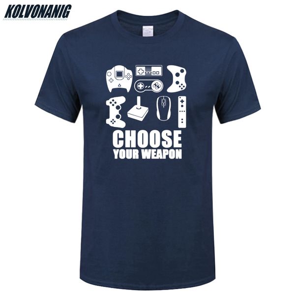 

sport 2019 summer new choose your weapon gamer print t shirt video game controller tshirts cotton short sleeve men's t-shirt plus size