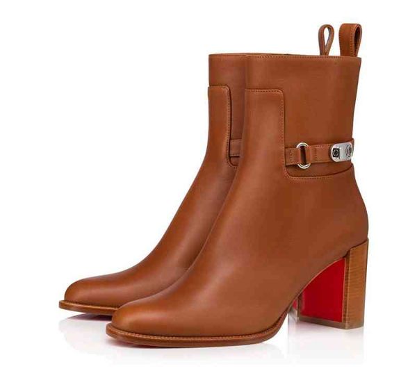 

red elegant winter bottom lock booty 70 mm ankle boots black calf leather knight sole booties martin fashion women outdoor combat