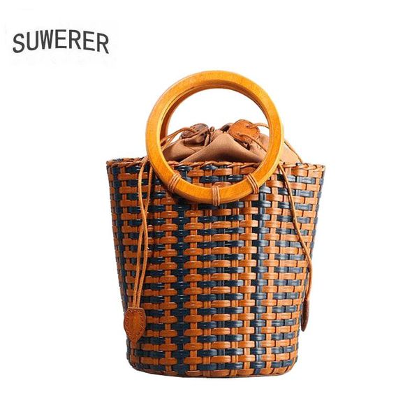 

suwerer 2020 новые женщины натуральная кожа сумка известных брендов ручное ткачество моды верхней коровьей ковшовые сумка женщин кожаные сум