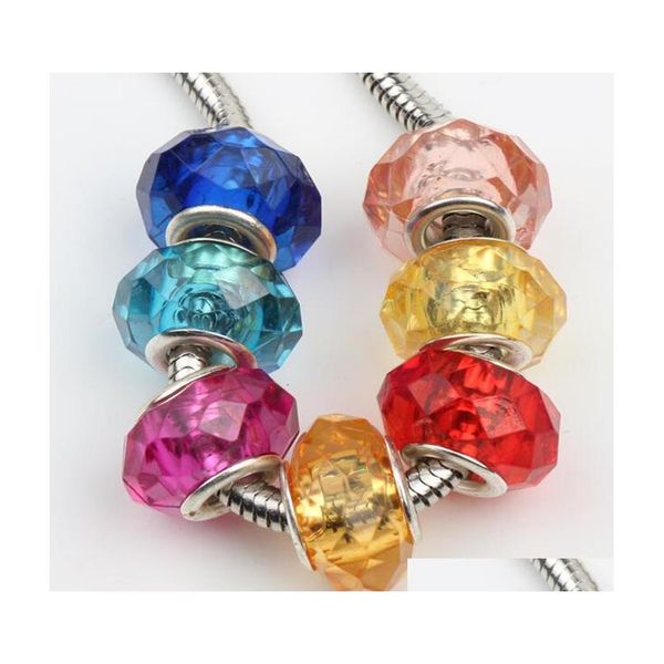 

200pcs/lot colorful rondelle acrylic big hole spacer beads loose beads fit european bracelets 14mm jewelry diy lhjja, Black