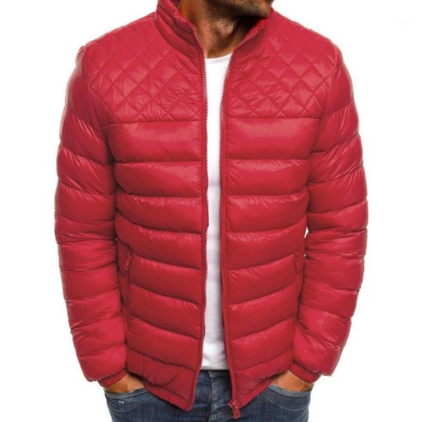 

men's autumn winter zipper warm down jacket packable light solid stand collar overcoat traje de algodón masculino#31, Black